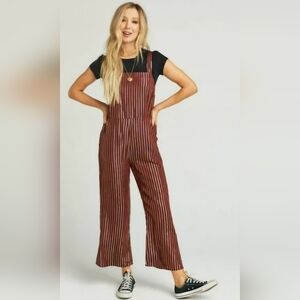 NWT Show Me Your MuMu Yvonne Metallic Striped Jumpsuit Size Small